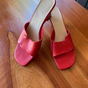 Red low heel slides